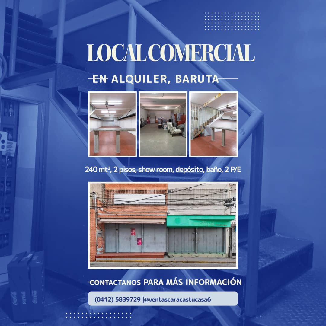 En Alquiler |Local Comercial|Baruta 240 mt² | Pie de Calle | Baruta, Miranda