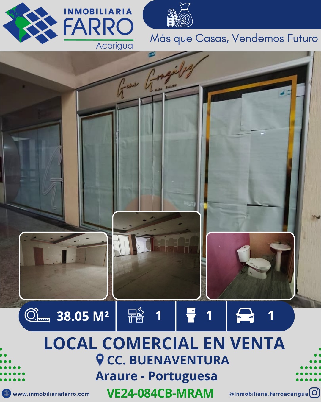 INMOBILIARIA FARRO VENDE LOCAL COMERCIAL CENT